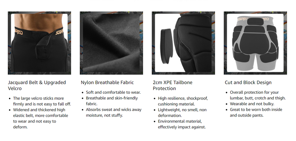 Image displaying the breathable materials and wristbands in the Soared 3D Hip Butt Padded Shorts.