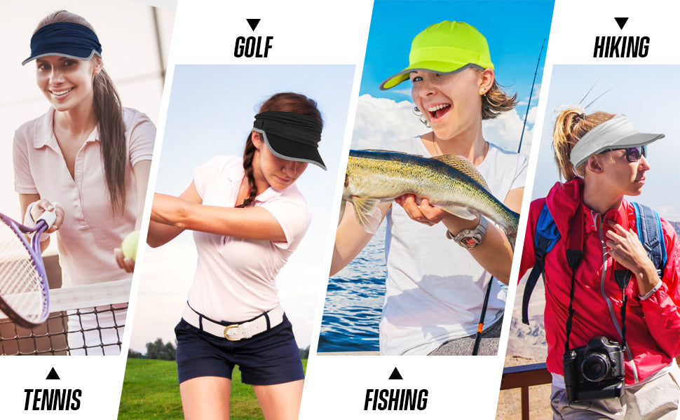 Sports Sun Visor in Running Jogging Golf Hat for Men Women Adjustable Cap with Elastic String
