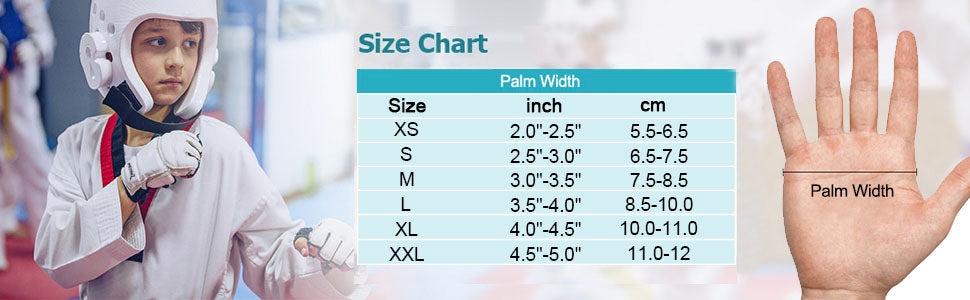 Punch Bag Boxing Martial Arts  Gloves size chart