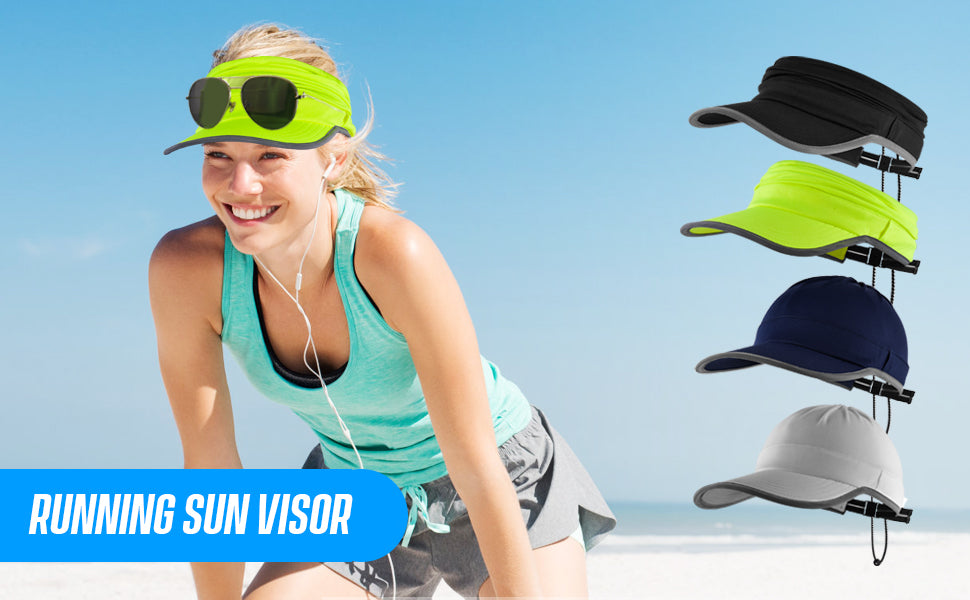 Sports Sun Visor in Running Jogging Golf Hat for Men Women Adjustable Cap with Elastic String
