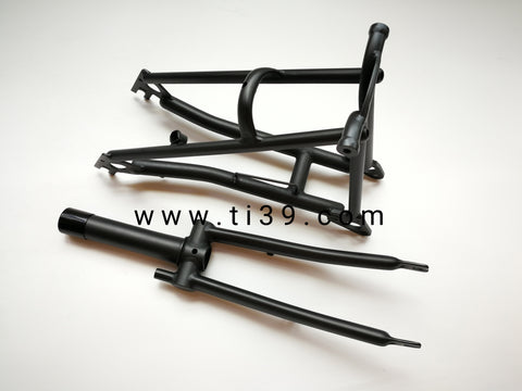 Ti Atom Black Color Titanium Rear Triangle and Front Fork fit for Brompton Bike 
