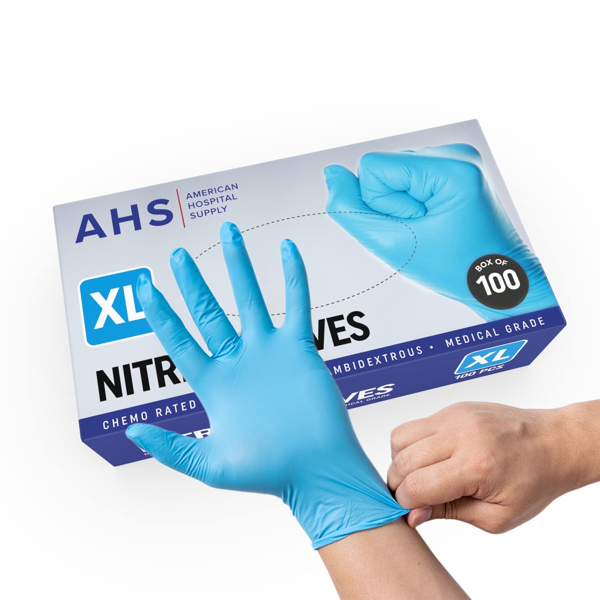 AHS Disposable Nitrile Exam Gloves, 3.5 MM, Chemo-Rated