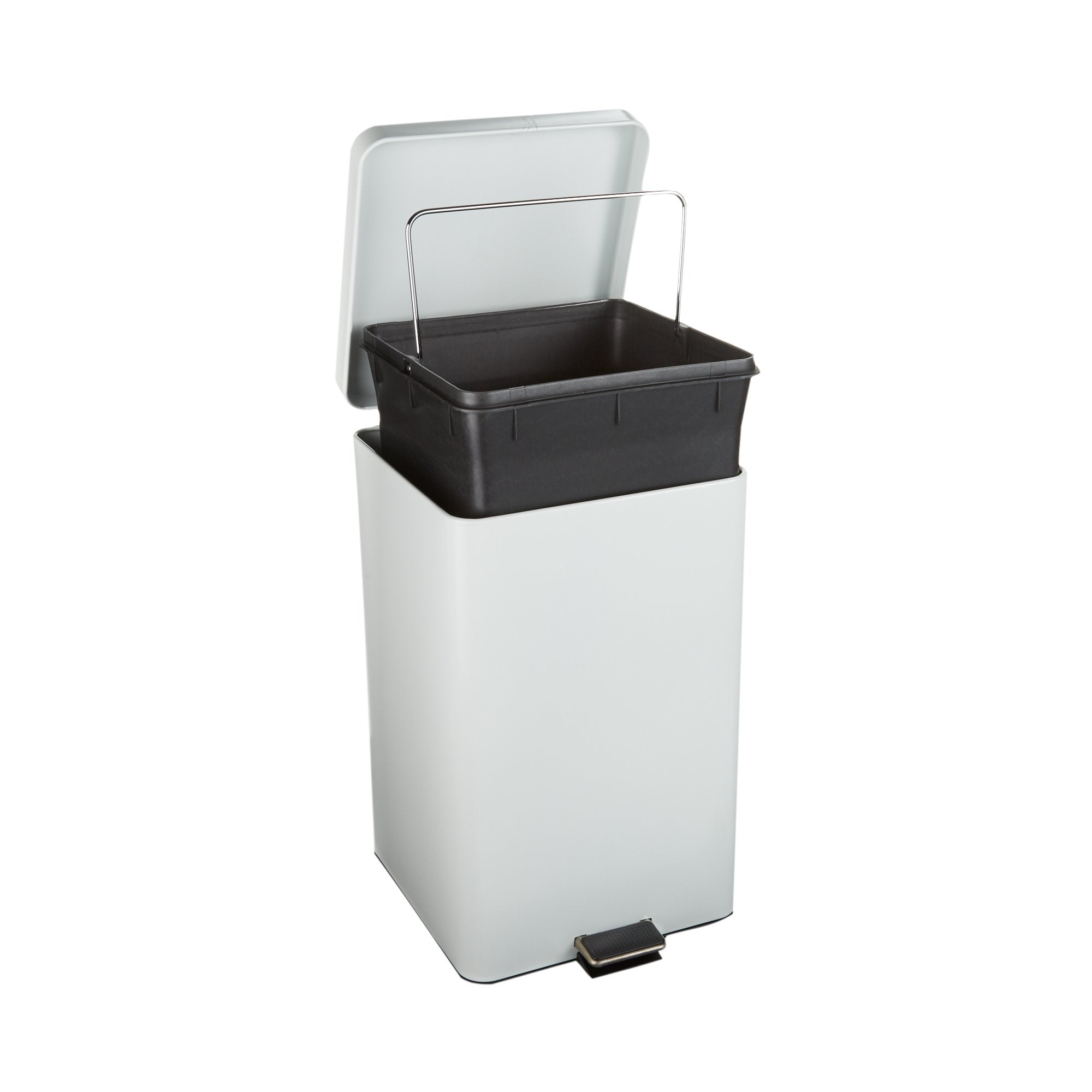 McKesson Trash Can with Plastic Liner, Square, Steel, Step-On, 32 QT