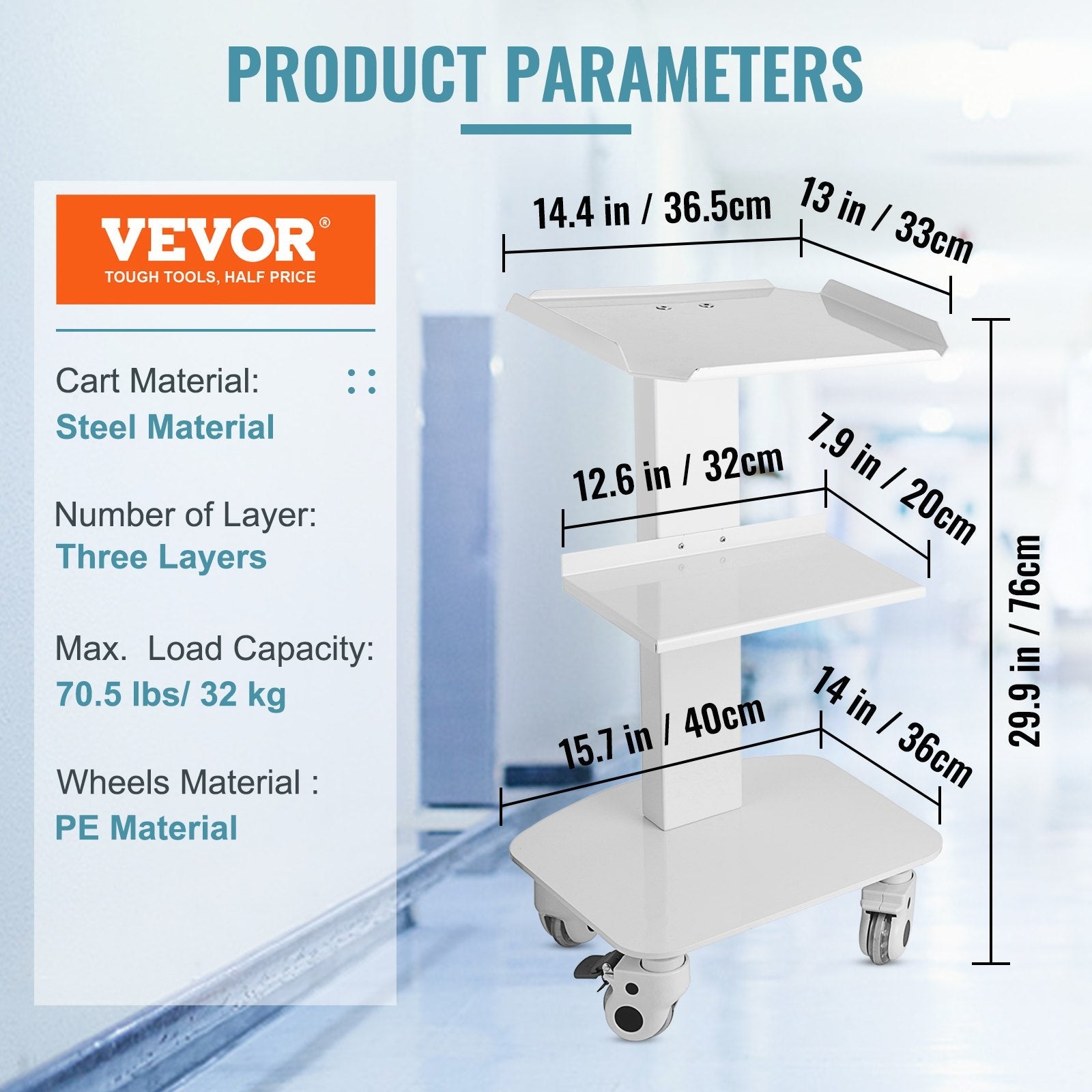 VEVOR? Utility Cart, 3-Layer Trolley