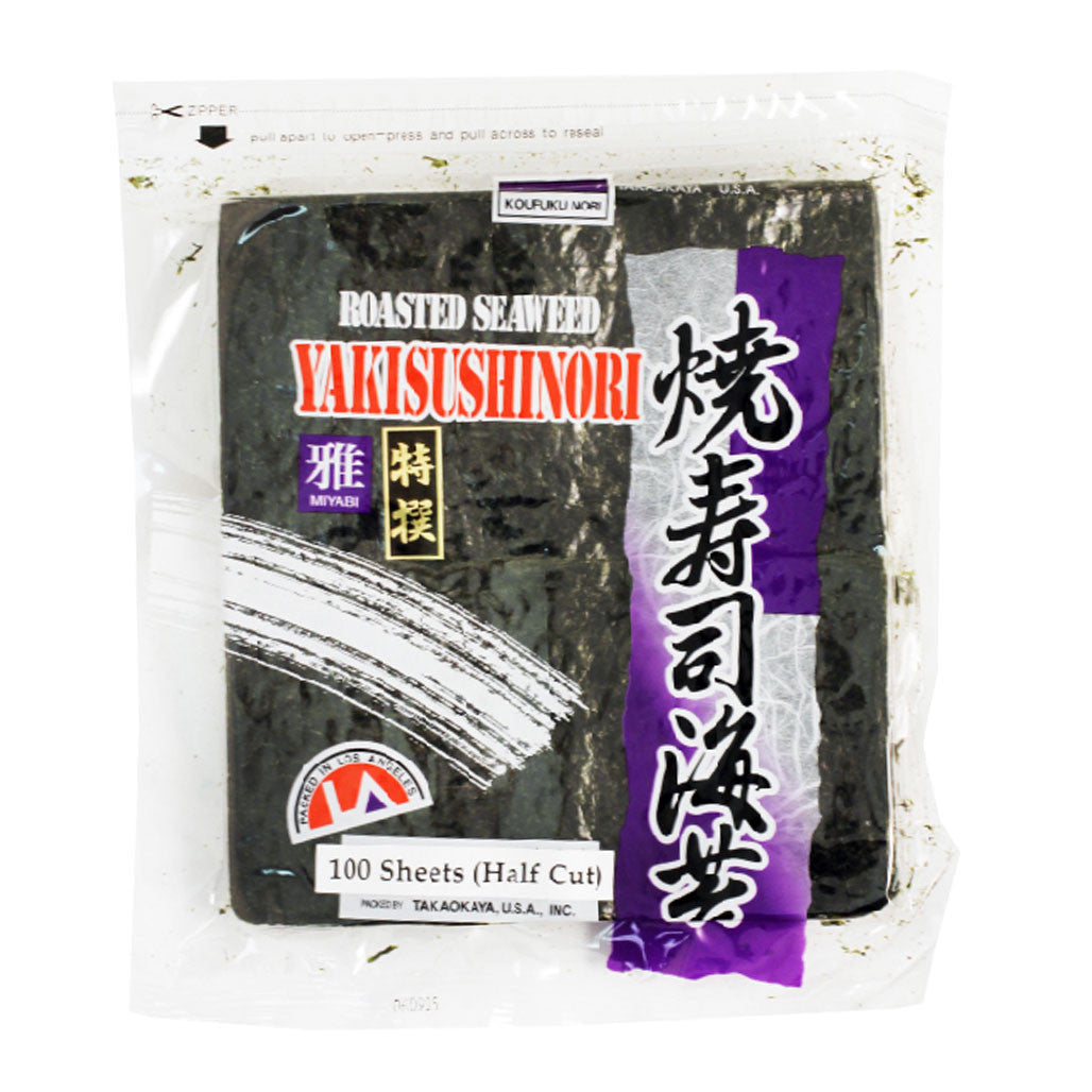 Takaokaya Miyabi High Grade Sushi Nori Roasted Seaweed (Cut in Half) 100 Sheets