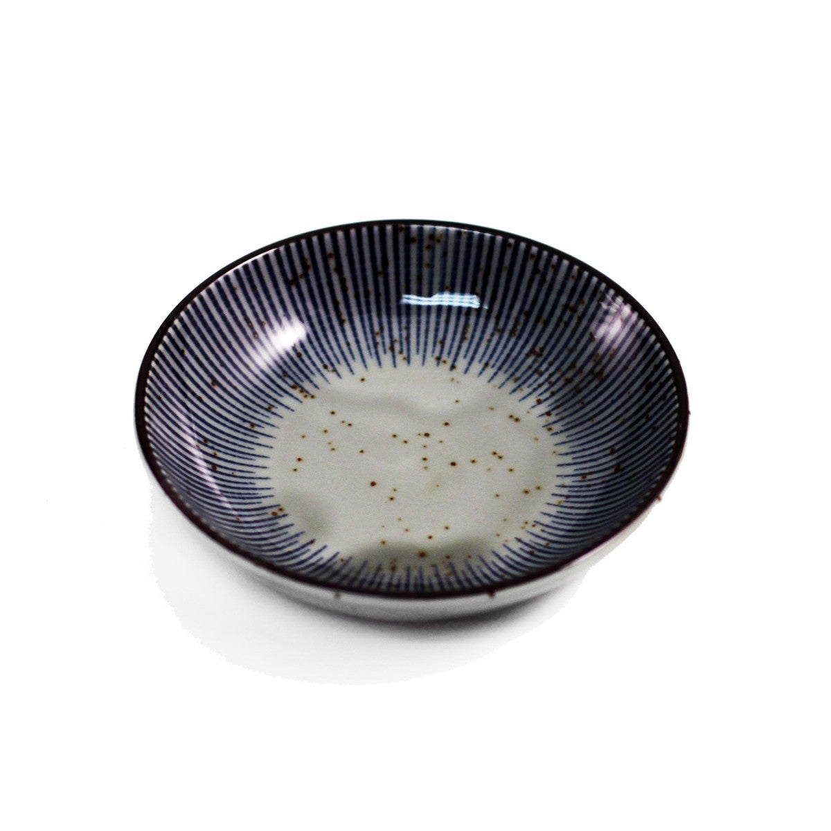 Soy Sauce Dish with Blue Stripe Trim 4.02