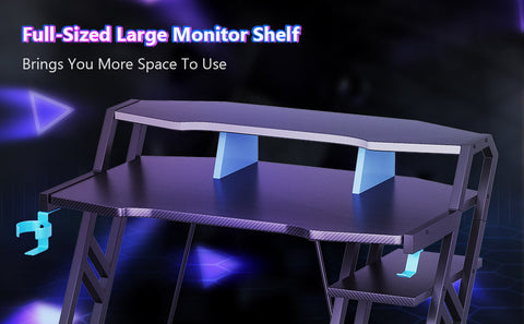 MOTPK 39 Inch Wide Space Saving Carbon Fiber Computer PC Gaming Desk, Black