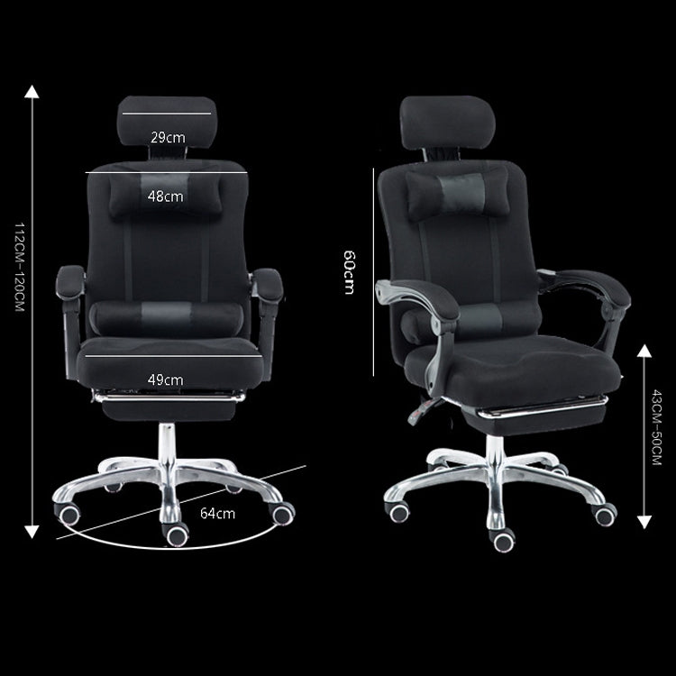 RC-10-1 Computer Chair Office Chair Home Esports Net Cloth Lifted Rotated Footrest Reclining Chair with Steel Feet(Black)