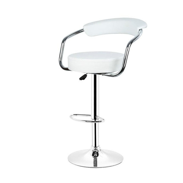 Leather Swivel Chair Height Adjustable Stainless Steel Bracket Bar Chair(white)