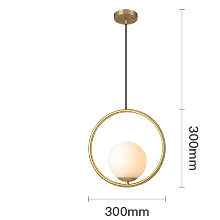 Restaurant Chandelier Single Head Creative Personality Simple Modern Copper Lamp without Light Source, Shape Style:Round A2