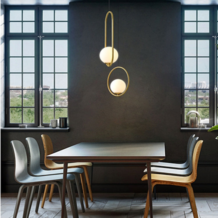 Restaurant Chandelier Single Head Creative Personality Simple Modern Copper Lamp without Light Source, Shape Style:Round A2