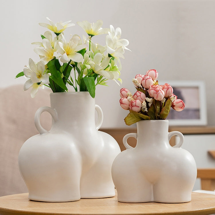 XQY-01 Home Ceramic Vase Decoration Crafts Ornaments Simulation Body Art Dried Flower Vase,Size: Small (Unglazed)
