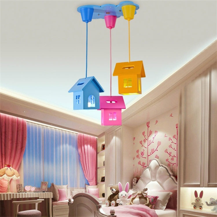 3-heads Creative Fashion Simple House Chandelier Bedroom Study Room kindergarten Lamps, Light Color:Warm White