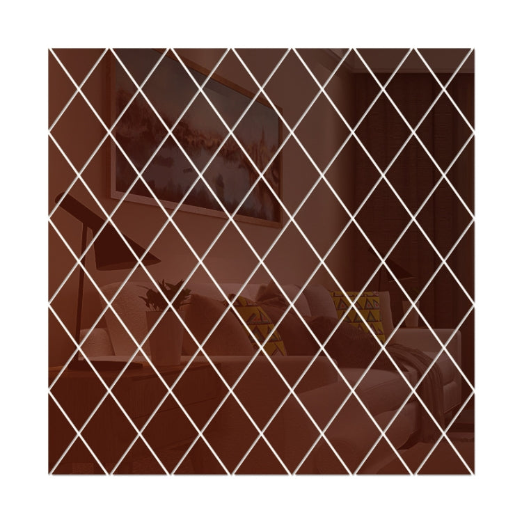 Rhombus Stitching Background Acrylic Mirror Decorative Stickers, Specification: Brown Medium