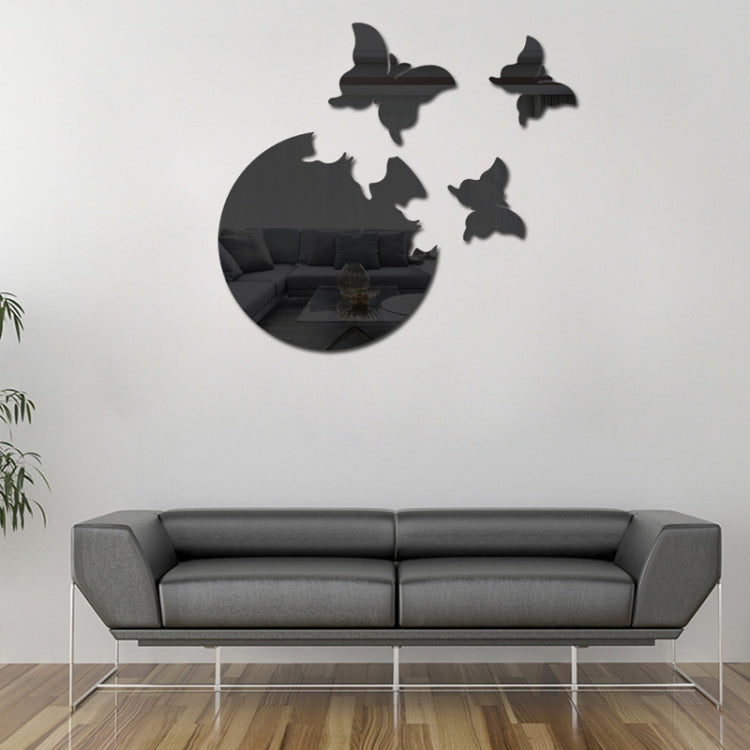 4pcs /Set DIY Acrylic Butterfly Mirror Waterproof Wall Stickers Dining Room Bedroom Decoration(Black)