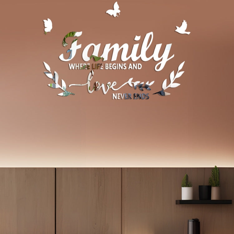 Acrylic Familylove Stereoscopic Mirror Wall Stickers Home Self-Adhesive Decorative Soft Mirror(Silver)