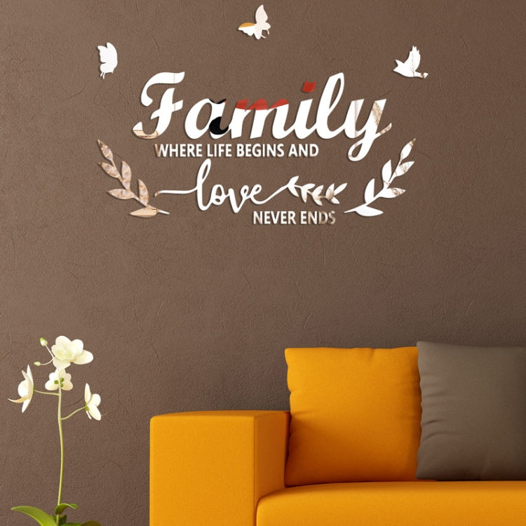 Acrylic Familylove Stereoscopic Mirror Wall Stickers Home Self-Adhesive Decorative Soft Mirror(Silver)