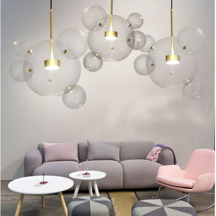 30W Creative Glass Ball Molecule Modern Lamp Personality Living Room Chandelier Soap Bubble Lamp, 14 Balls 3 Lamps,  Long Plate, Size: 120 x 84cm