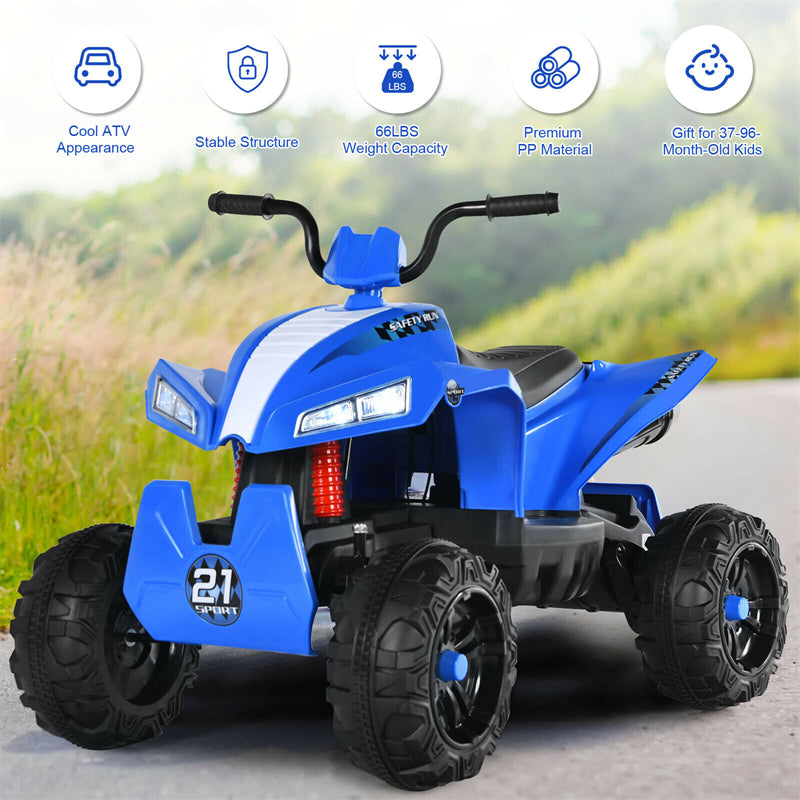 12V Kids Electric Ride On ATV Quad 4-Wheeler with 4 LED Lights and Spring Suspension