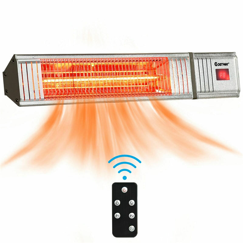 1500W Wall-Mounted Infrared Patio Heater with 9-Level Adjustable and 24H Timer