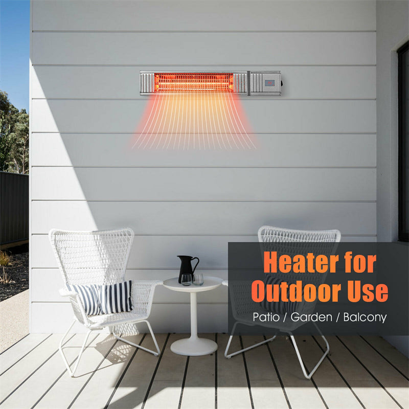 1500W Wall-Mounted Infrared Patio Heater with 9-Level Adjustable and 24H Timer