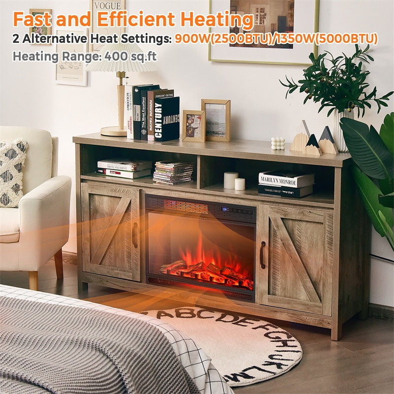 25" Electric Fireplace Insert 1350W Freestanding & Recessed Fireplace Heater with Remote Control & 3 Flame Colors