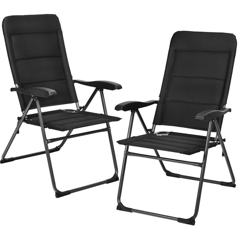 Eletriclife 2 Pcs Outdoor Folding Patio Chairs with Adjustable Backrest