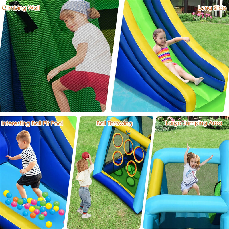 5 In 1 Inflatable Bouncy Castle With Slide Jumping Area Climbing Wall