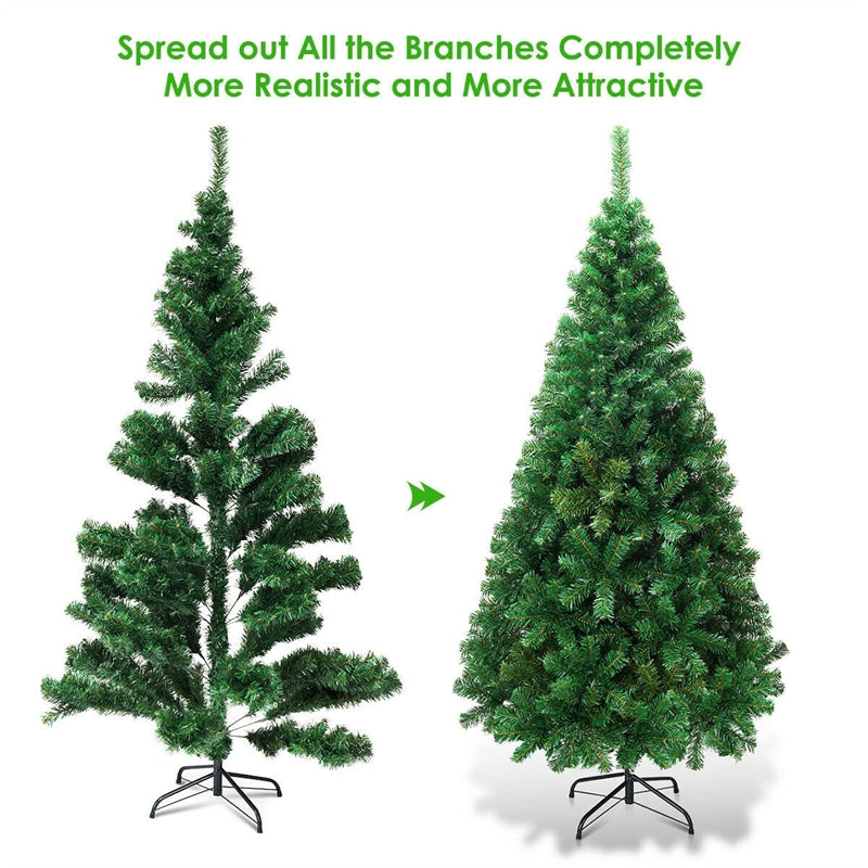 7ft Green Artificial Christmas Tree with Solid Metal Stand for Holiday Decoration