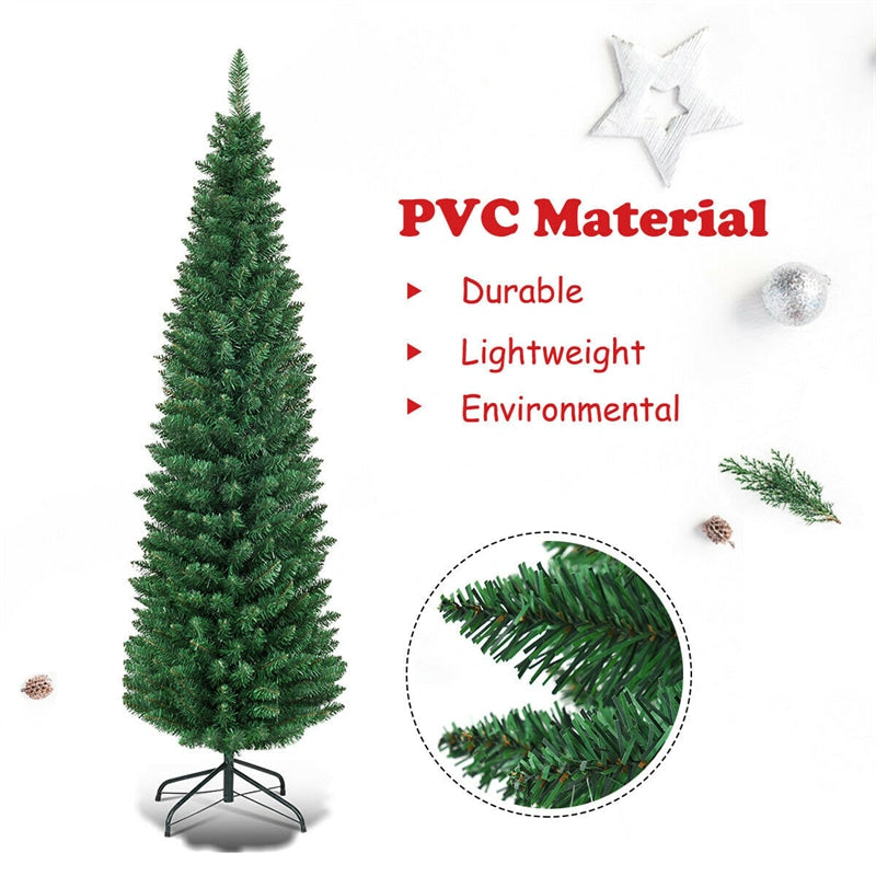 5ft PVC Artificial Slim Pencil Christmas Tree with Metal Stand