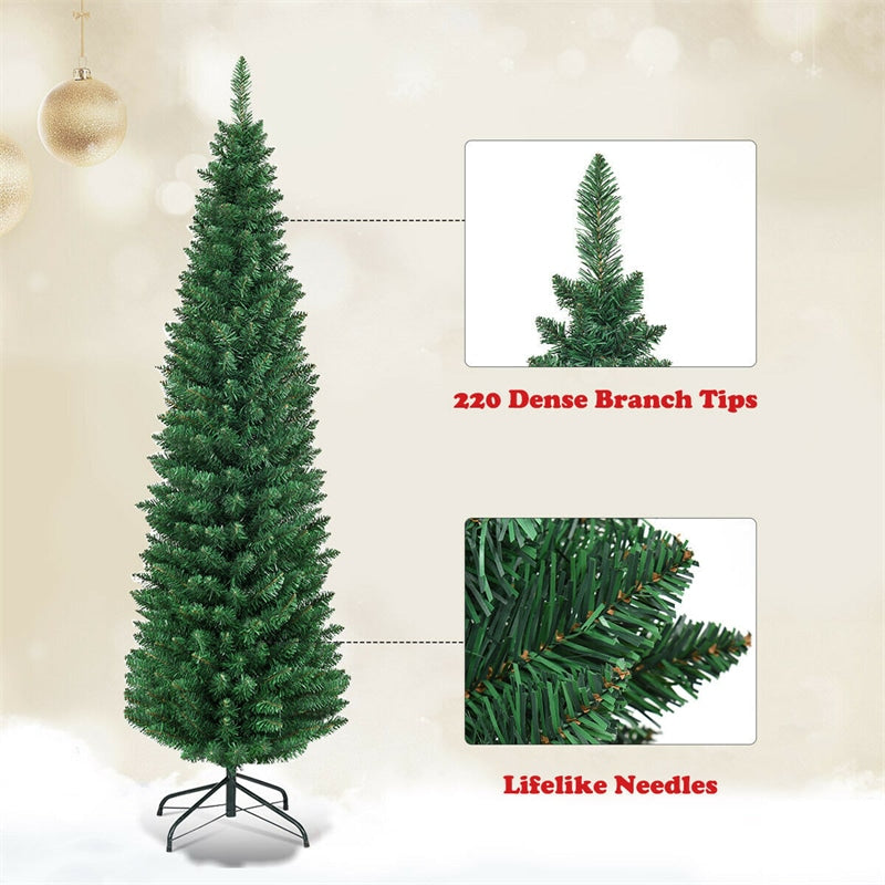 5ft PVC Artificial Slim Pencil Christmas Tree with Metal Stand