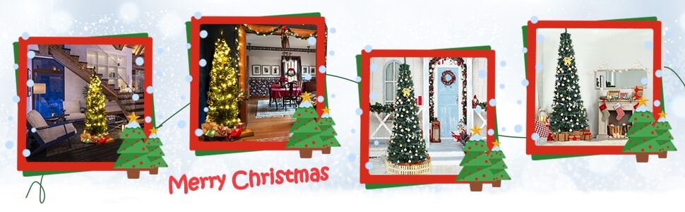 6ft PVC Artificial Slim Pencil Christmas Tree with Metal Stand