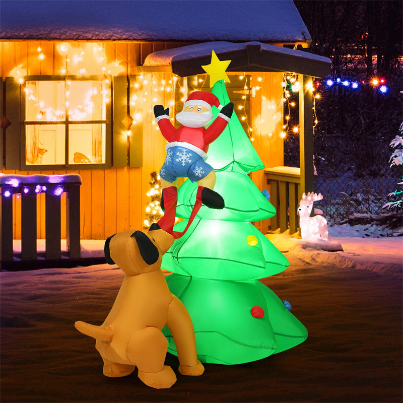 6.5ft Outdoor Inflatable Christmas Tree Santa Decor with LED Lights