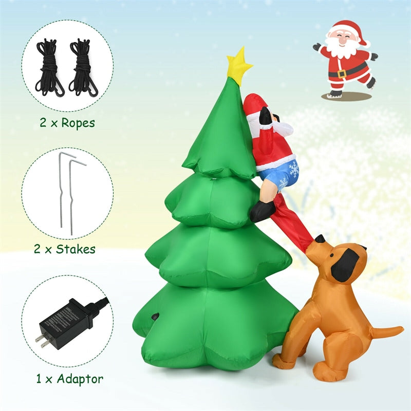 6.5ft Outdoor Inflatable Christmas Tree Santa Decor with LED Lights