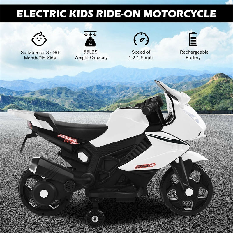 6V Battery Powered Ride On Motorbike Kids Electric Motorcycle with Training Wheels