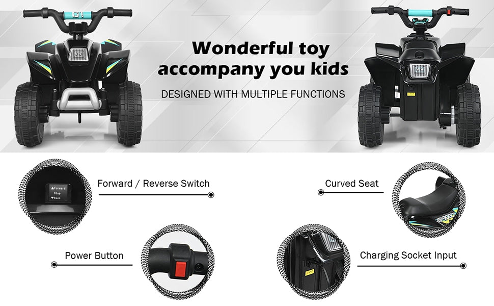 6V Kids 4-Wheeler ATV Quad Battery Powered Electric Ride On Car Toy