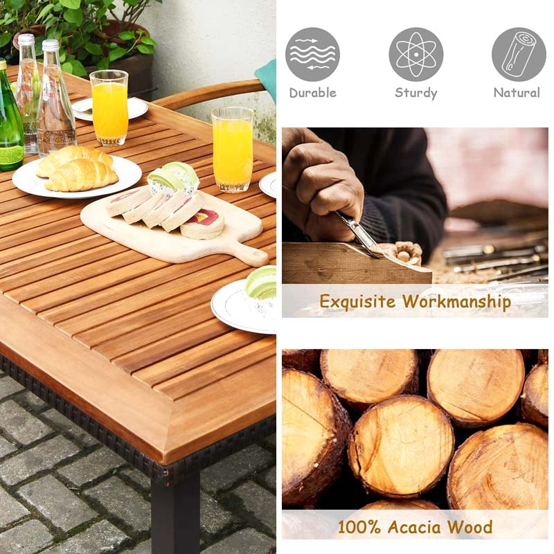 Patio wooden table with umbrella hole - Bestoutdor.com