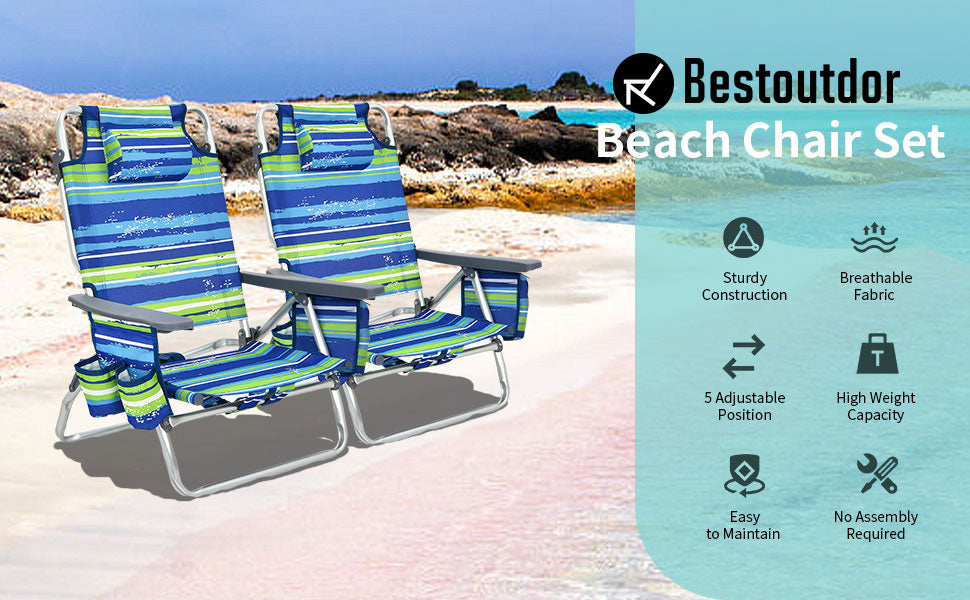 Bestoutdor 5-position beach chair