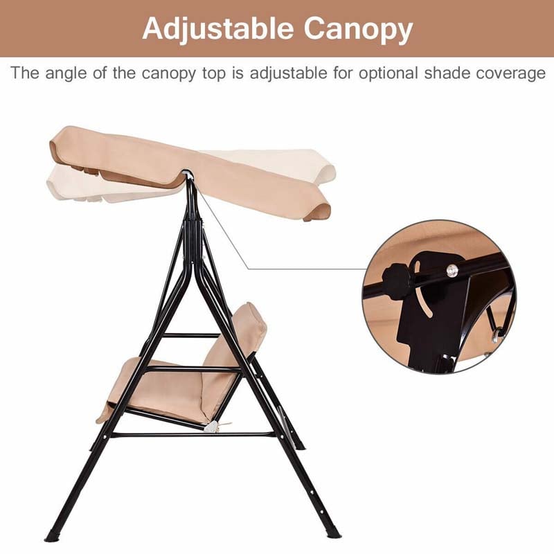 2 Person Canopy Swing - Hammock Chair- Swing Glider Lounge Chair- Bestoutdor.com