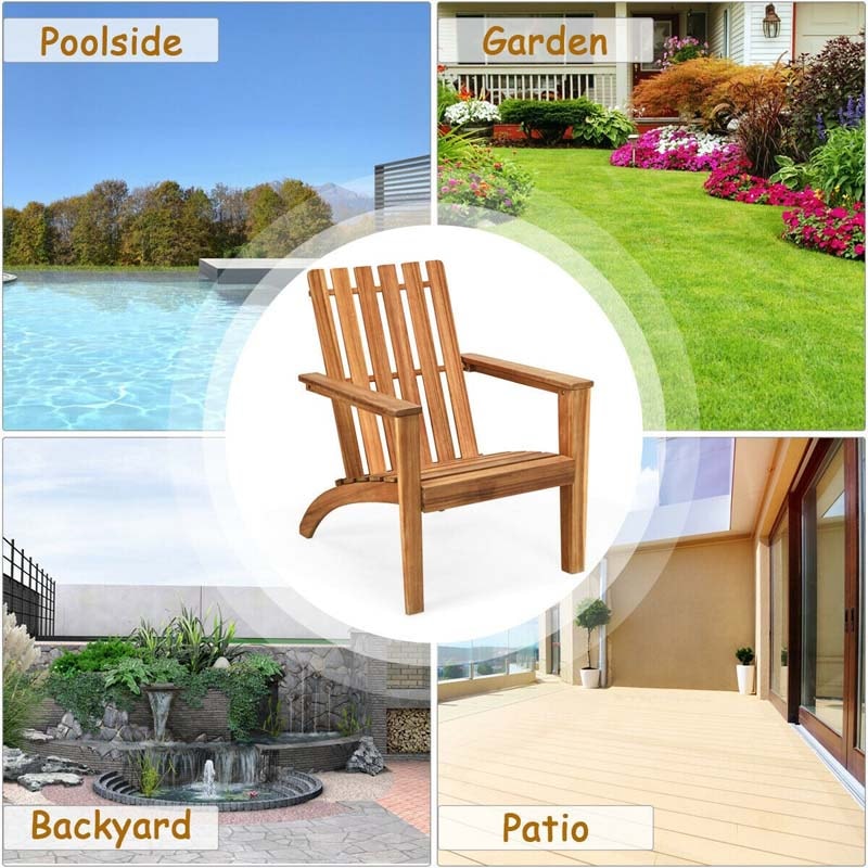 Outdoor Patio Acacia Wood Adirondack Chair All-Weather Resistant Lounge Chair  