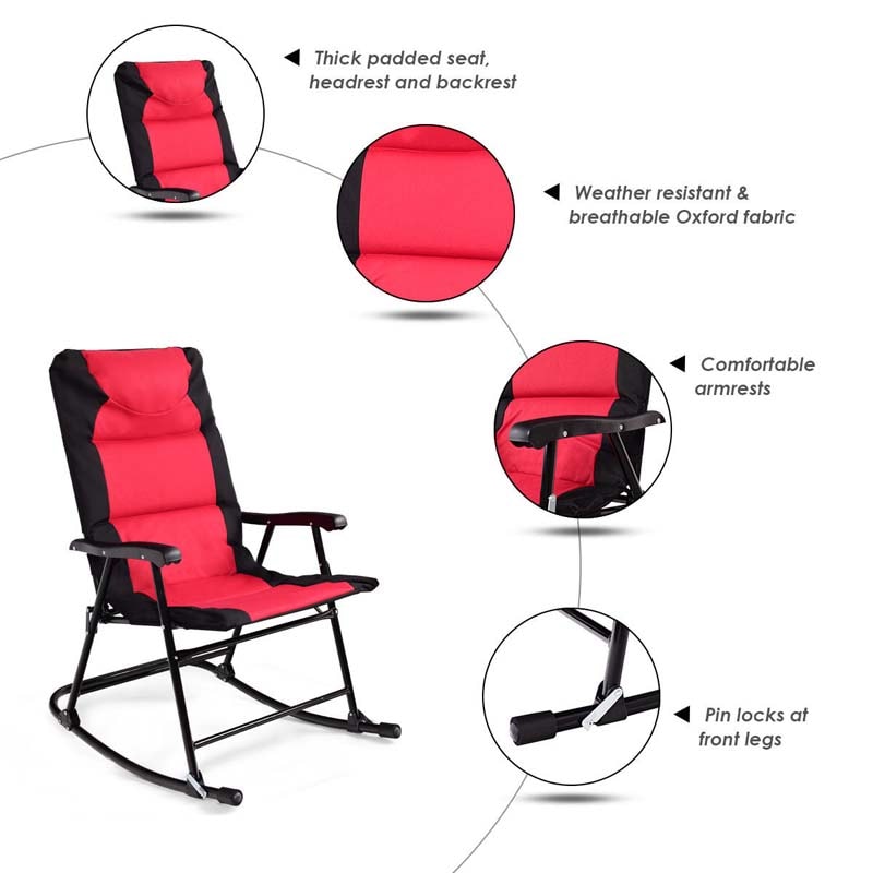 3 Pcs Outdoor Folding Rocking Chair, Outdoor Foldable Rocker Chairs