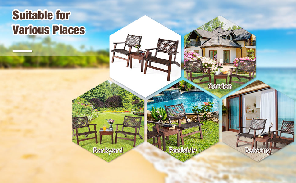 Patio wooden rattan furniture set - outdoor furniture - Bestoutdor.com