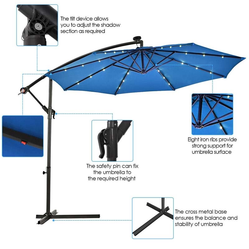 patio offset umbrella - led umbrella - bestoutdor.com