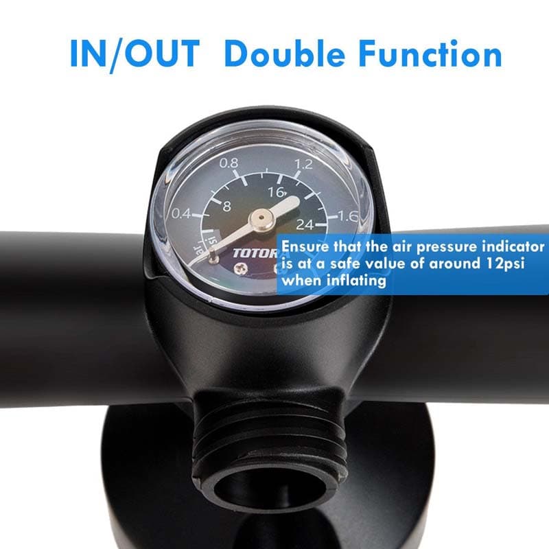 Very Fast Double Action Manual Inflation SUP Hand Pump Gauge Boat Pressure Grip 