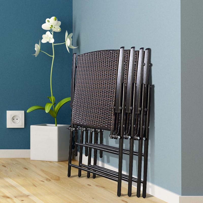Eletriclife 4 PCS Folding Patio Wicker Chairs with Armrest & Footrest