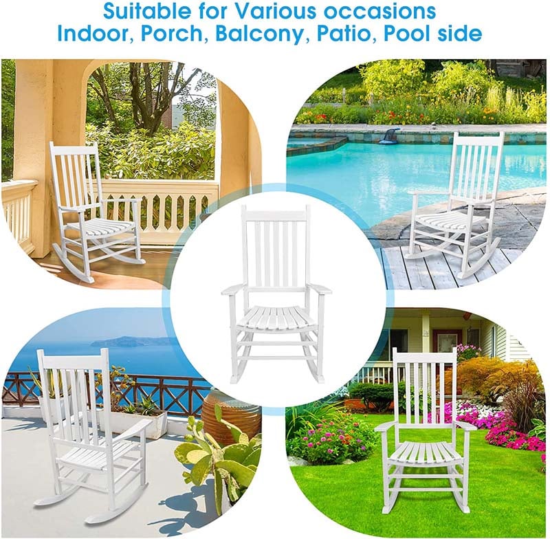 Outdoor Wooden High Back Rocking Chair