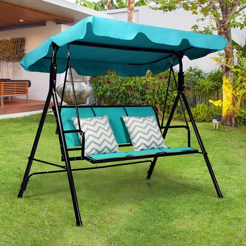 Eletriclife 3 Person Steel Frame Patio Swing with Adjustable Canopy