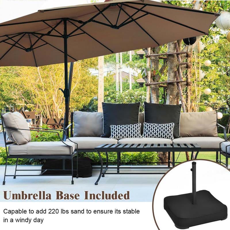 Eletriclife 15 FT Double Sided Patio Umbrella with Crank and Base