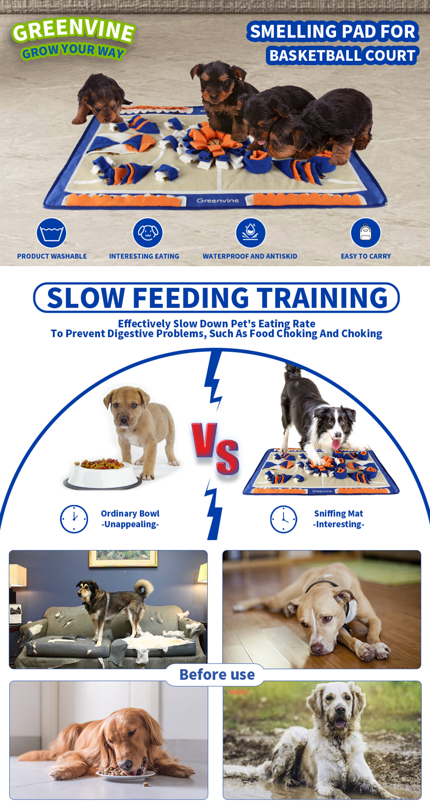 Large Snuffle Mat & Medium Snuffle Ball Dog Treat Mat Treat Ball Enrichment  Activity Set Slow Feeder Scent Training Dog Gift 