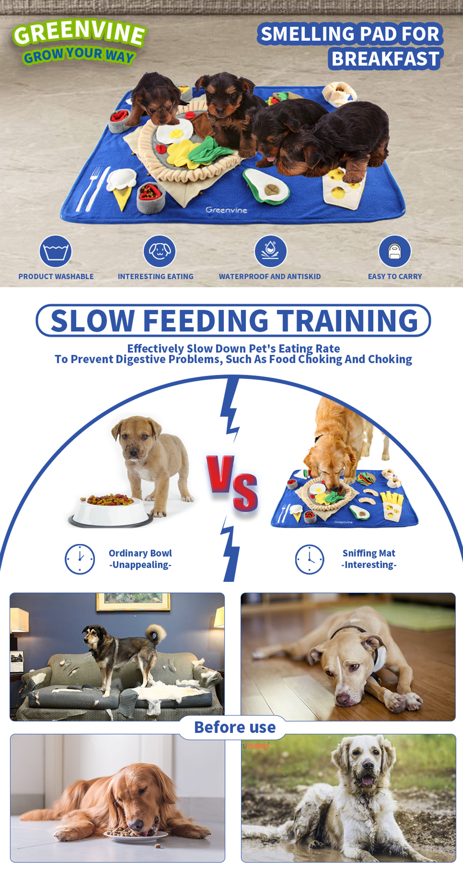 Dog Snuffle Mat Slow Feeder Dog Mental Stimulation Toy Encourages Natural  Foraging Skills For Pet Dog Puzzle Toy Interactive Dog Slow Feeder Treats  Dispenser - Temu